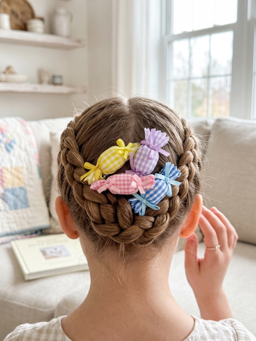 Handmade Pastel Gingham Candy Hair Clip Set – 4 Piece Collection - Picture 10 of 11